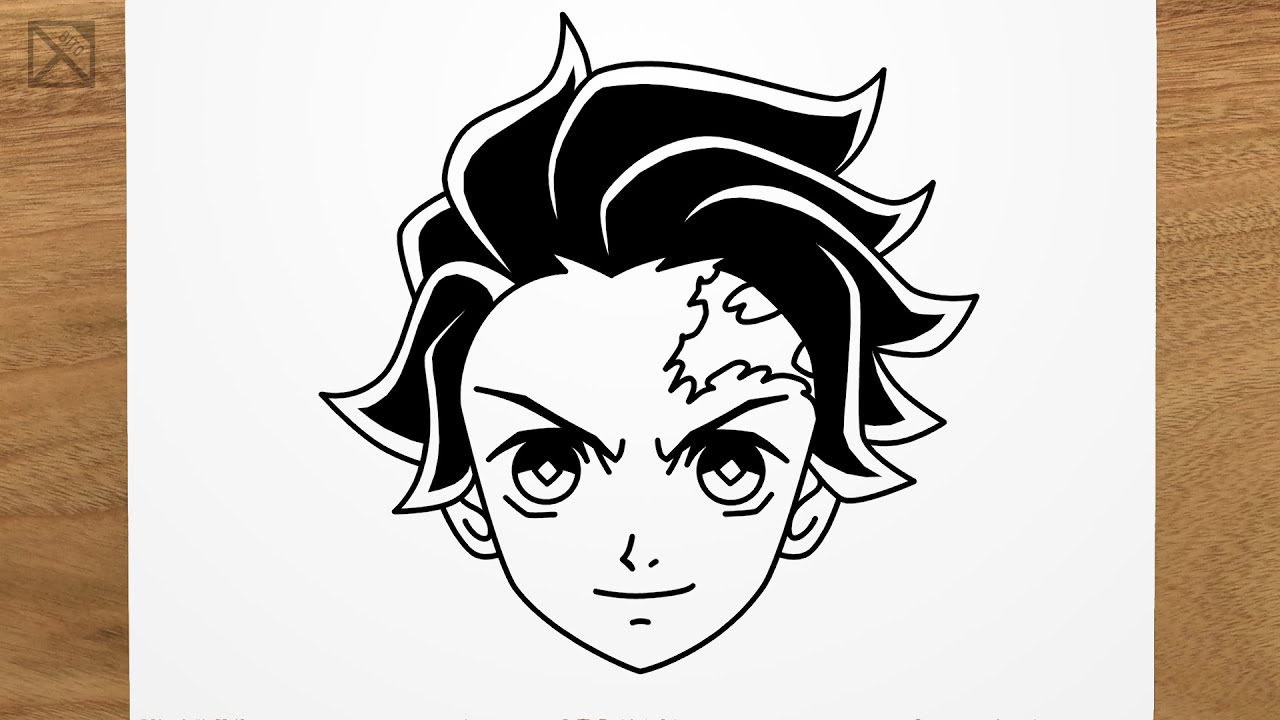 How to draw TANJIRO KAMADO (Demon Slayer) step by step, EASY