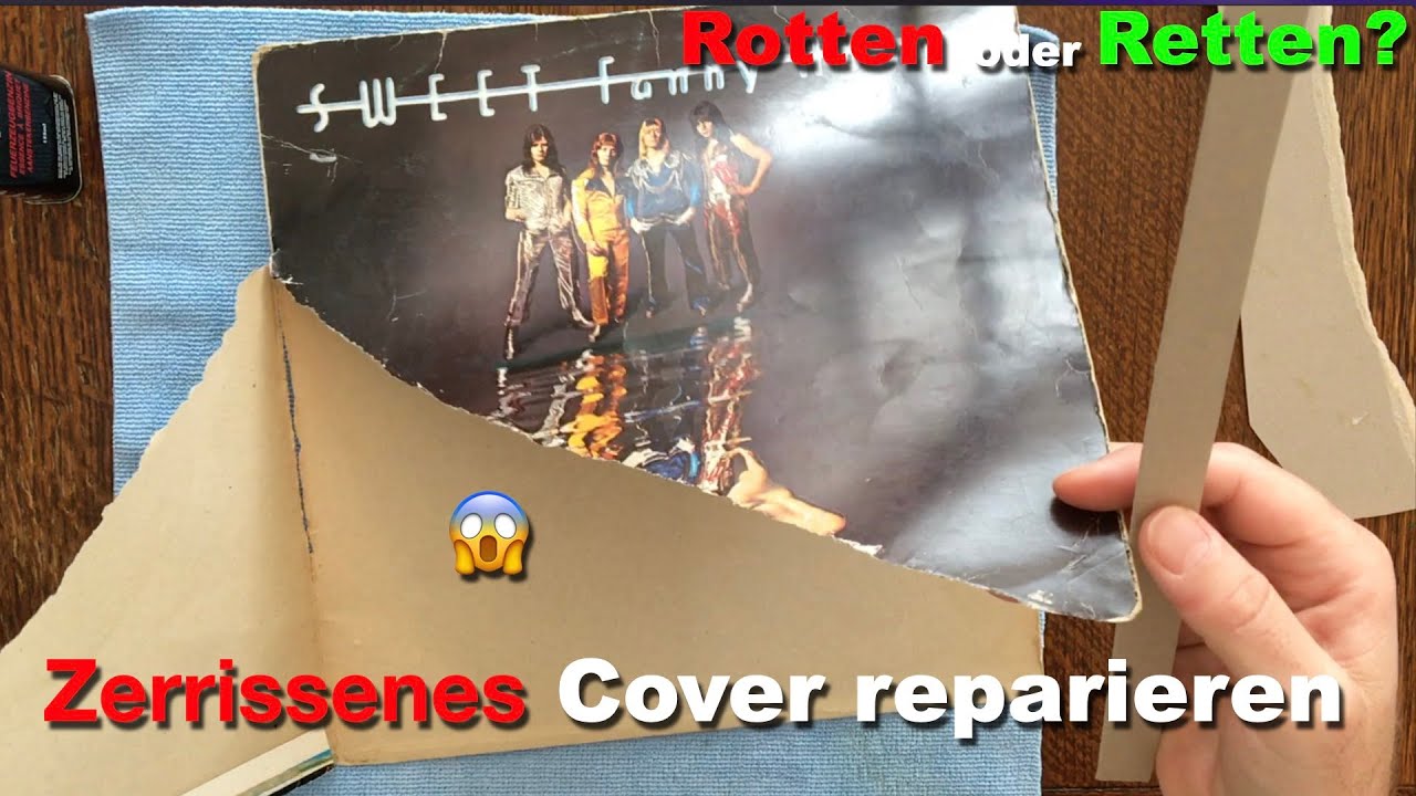 Wir reparieren ein schlimm zugerichtetes LP-Cover - ohne Klebestreifen!!