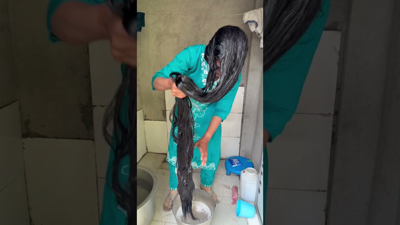 Knee length Hair wash‌ || how was my longhair #longhairs #hairwash #viral 