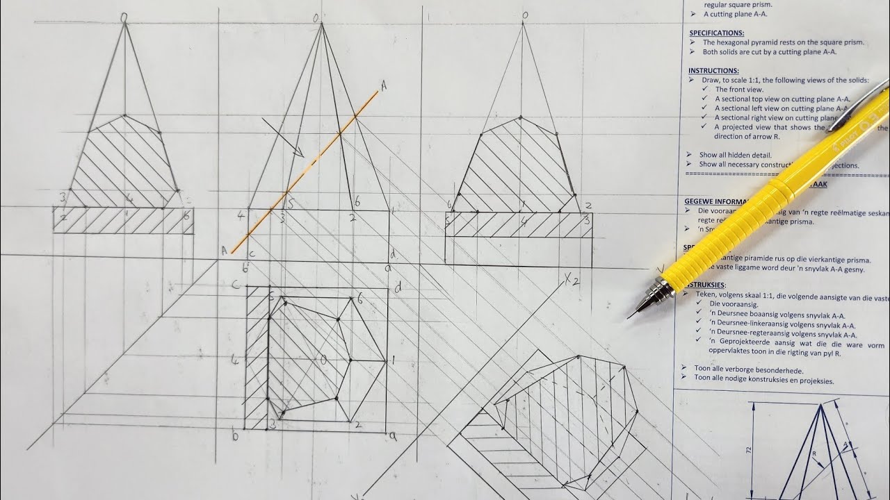 How to draw a Solid Geometry with Sectional View and True Shape - HSE | Page 6-4 | Grade 11