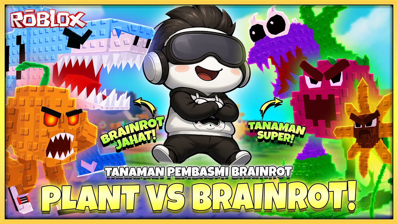 Si Mecin Lawan BRAINROT JAHAT dengan TANAMAN PEMBASMI BRAINROT ! Plant vs Brainrot Roblox Indonesia