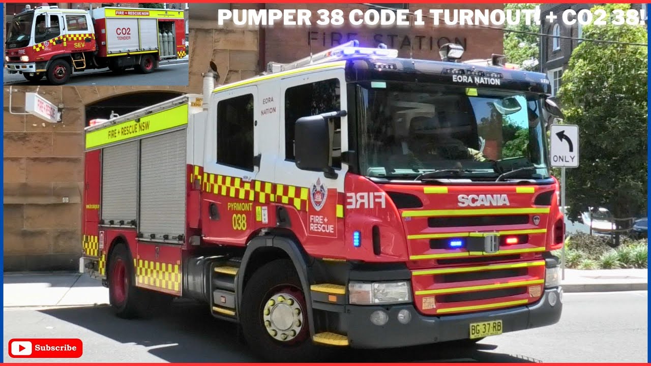 FRNSW // Pumper 038 & SEV CO2 38 (Pyrmont) - Code 1 Turnout + Returning | Assist Ambulance, Pyrmont