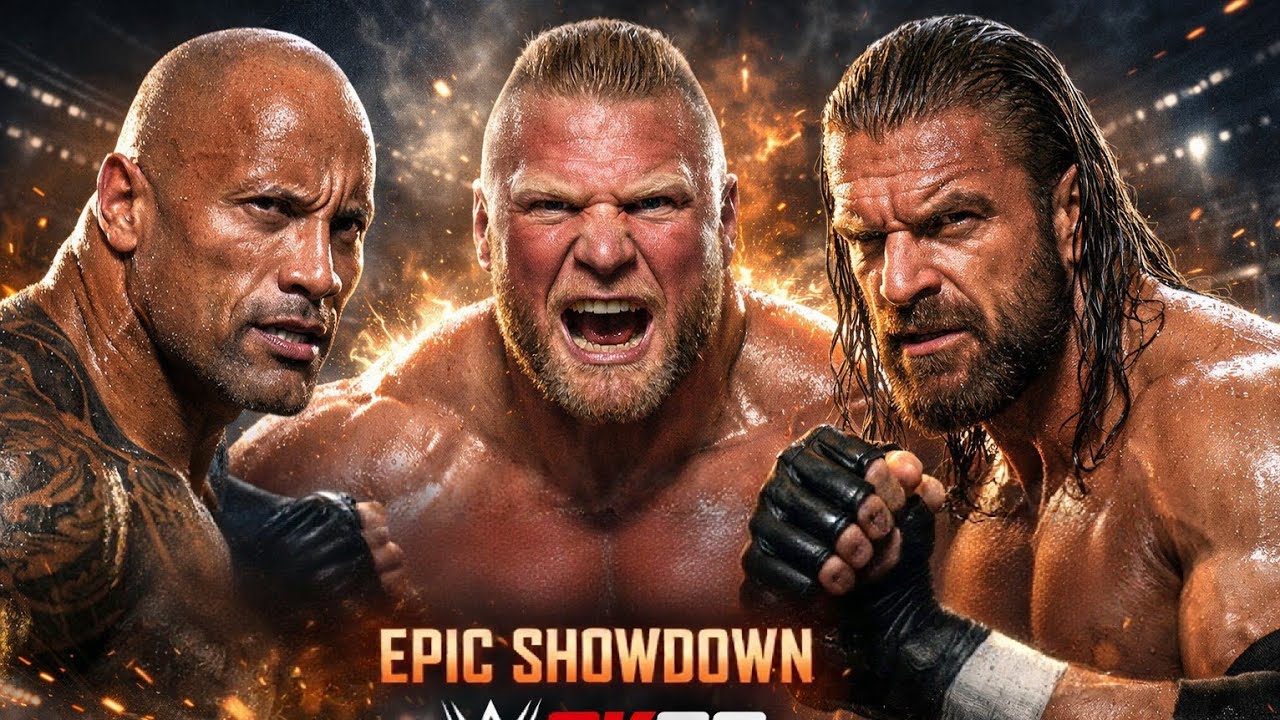WWE Triple Threat WAR — Rock vs Brock Lesnar vs Triple H | हिंदी में