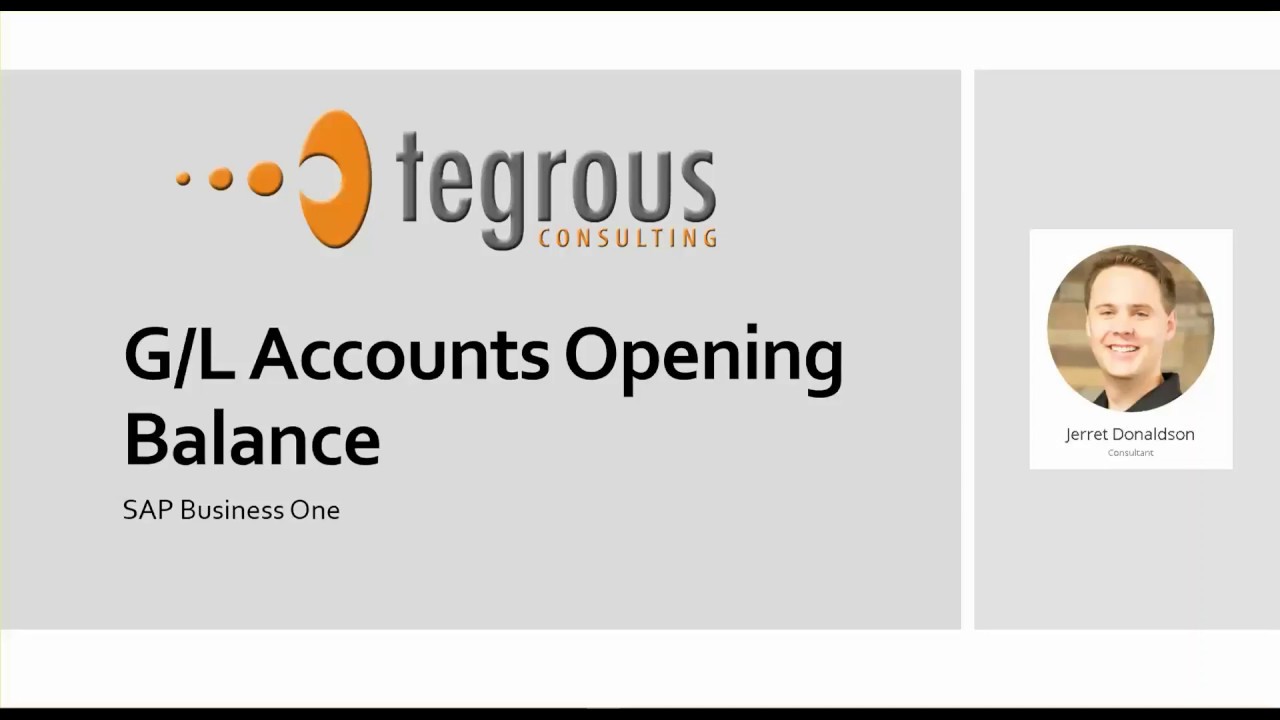 G/L Accounts Opening Balance - SAP Business One