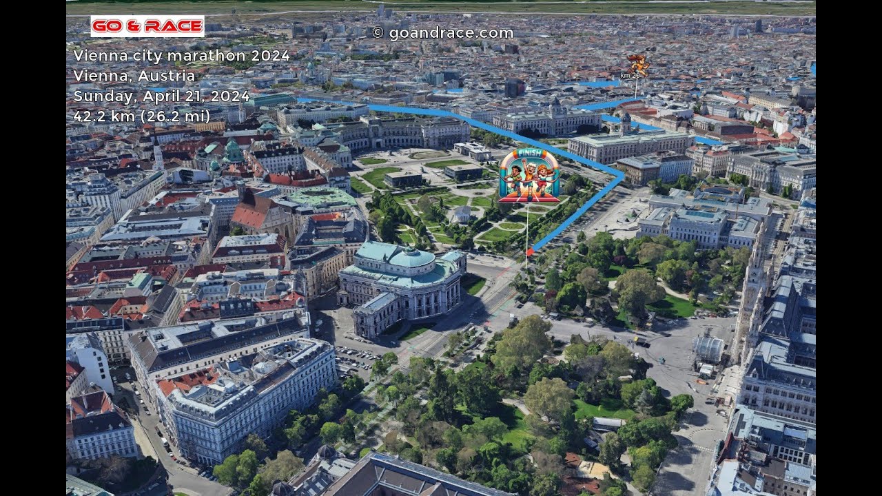 Венский городской марафон 2024: пролетите над 3D-картой трассы марафона!
