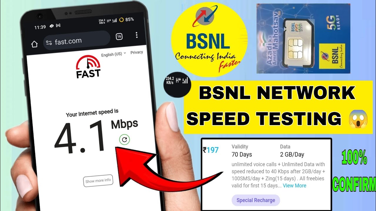 BSNL network speed test 2024 | BSNL 5g ready sim card review