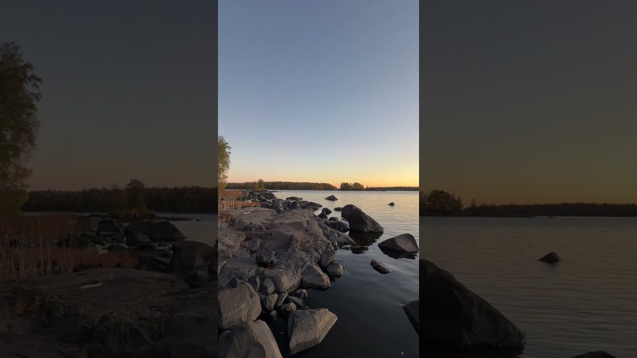 Sharp Rocks by the Lake – Autumn Sunrise Reflections 🌅🍂🪨