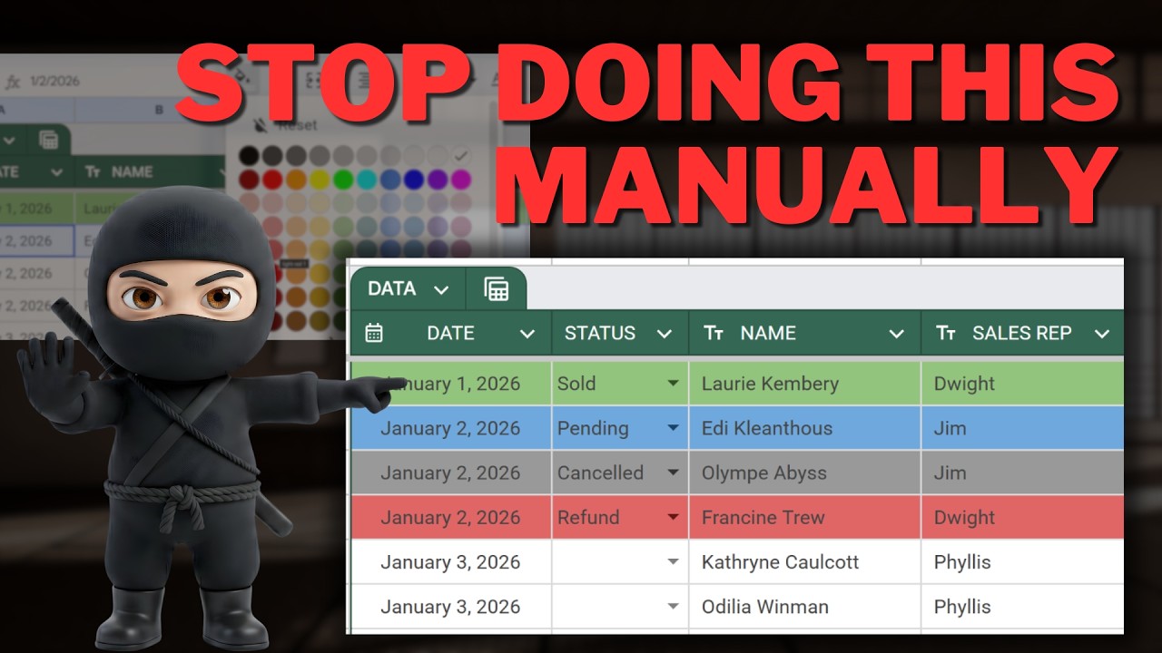 Stop Manually Color Coding Rows (Google Sheets)