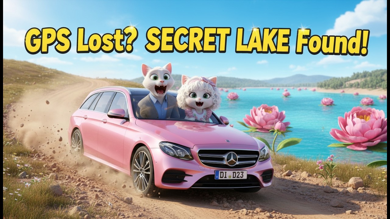Lost GPS?  Pink Mercedes Road Trip Turns into SECRET Magical Lake Adventure! | Ai Cat Story