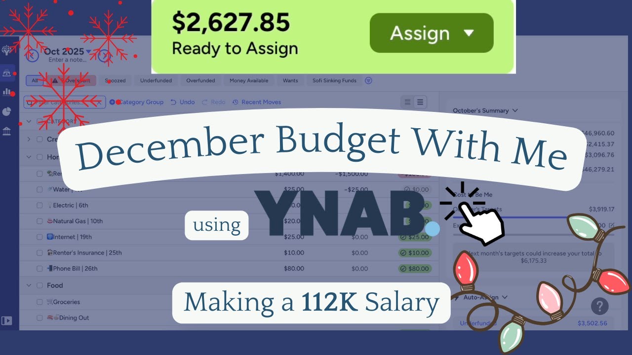 Budget My $2627 Paycheck With Me | Dec 2025 | YNAB