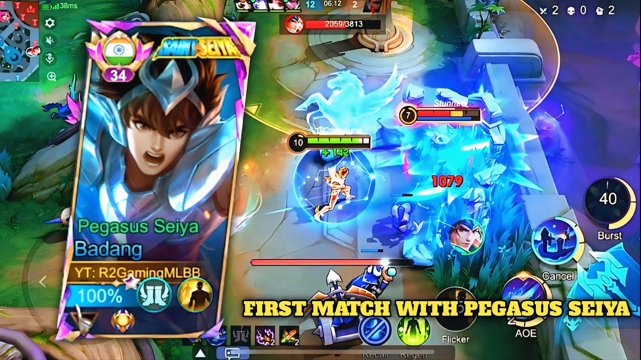 My first match with badang pegasus seiya (silver skin) 💪| badang best build 2025 🔥