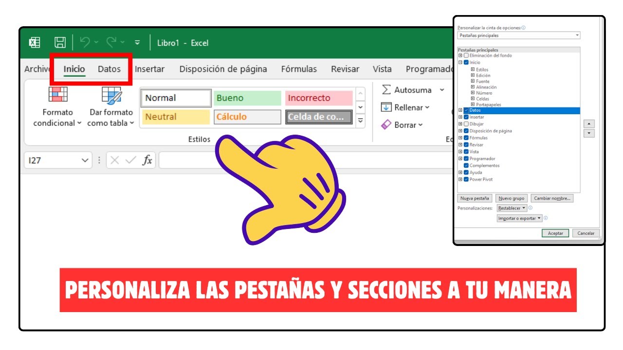 😉 PERSONALIZA LA INTERFAZ  DE EXCEL - Como mover PESTAÑAS Y SECCIONES en la cinta de opciones