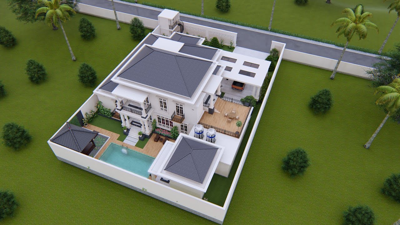 Desain Rumah dilahan 25x35 m ada Kolam Renag, Gazebo, Rooftop | Owner : Pak Ari - Palembang Sumsel