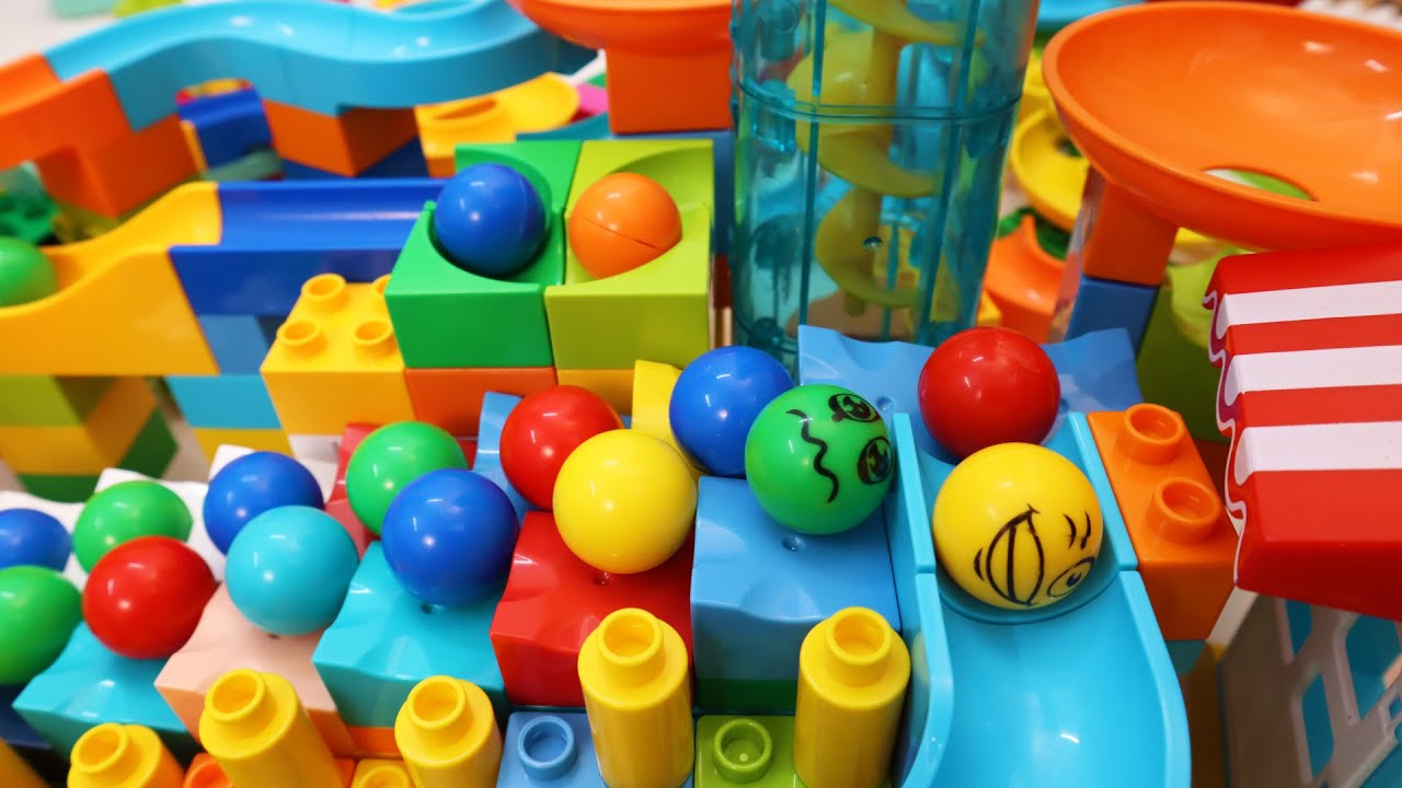 Satisfying Building Blocks Marble Run Race Spiral & Stair Elevator