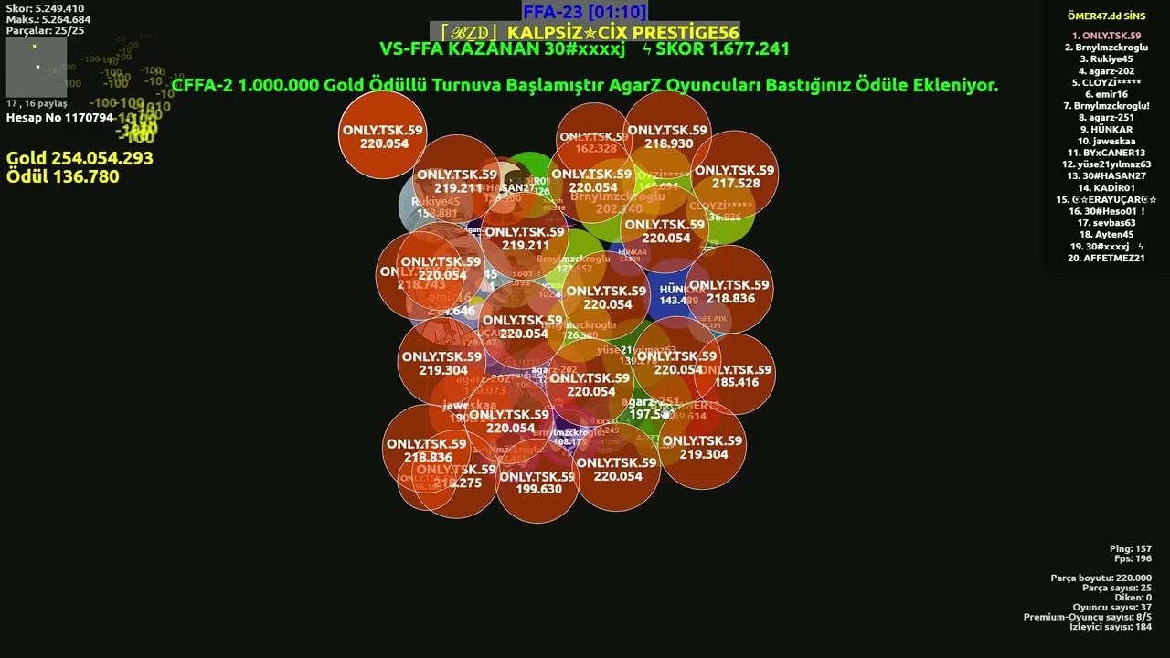 AgarZ FFA-23 rekor denemesi ana hesap (max 5.496)