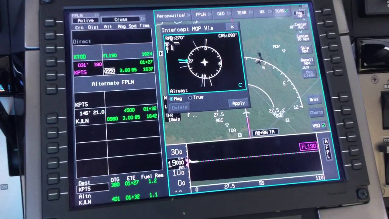 Honeywell Apex how to intercept a VOR radial