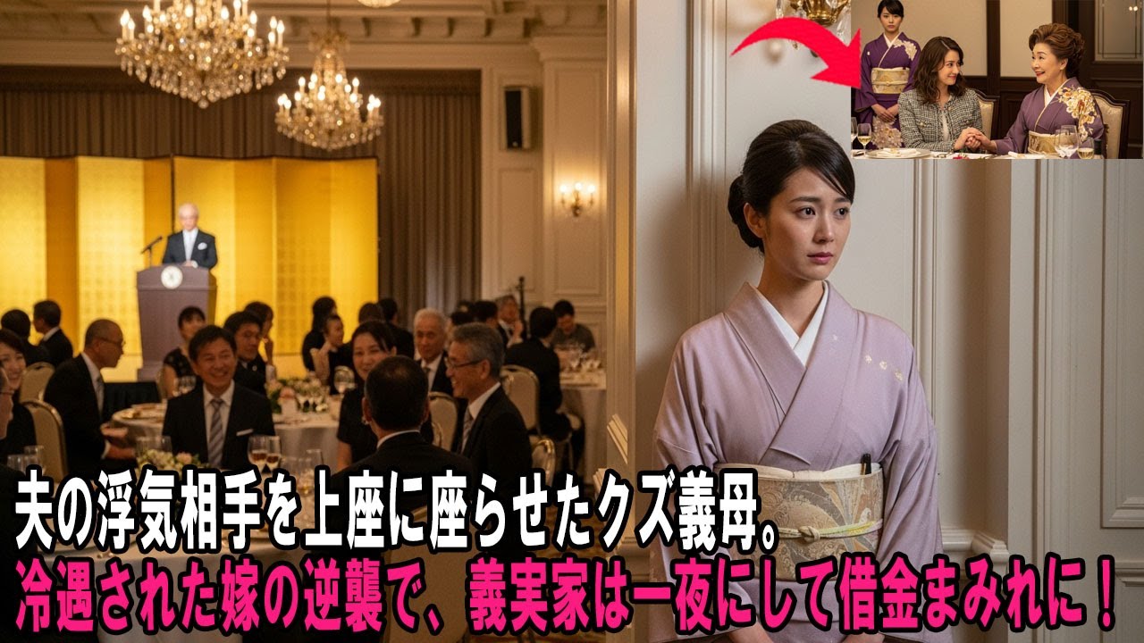 夫の浮気相手を上座に座らせたクズ義母。冷遇された嫁の逆襲で、義実家は一夜にして借金まみれに！