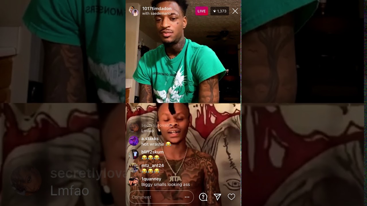 Saedemario IG live leaves cause 1017timdadon makes him laugh 😂😂😂