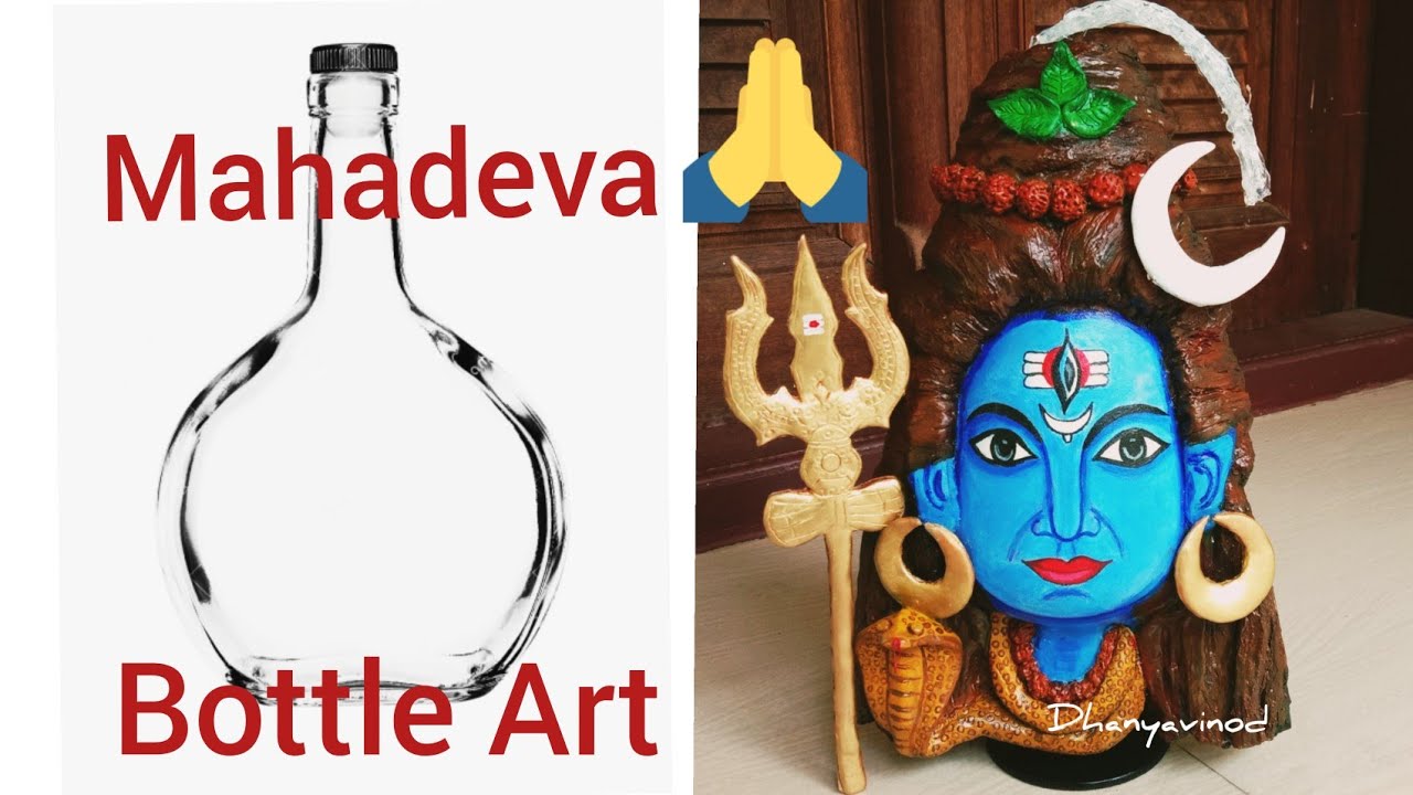 How to make a lord shiva/Bottle art/How to draw & making of lord shiva/ Bottle craft