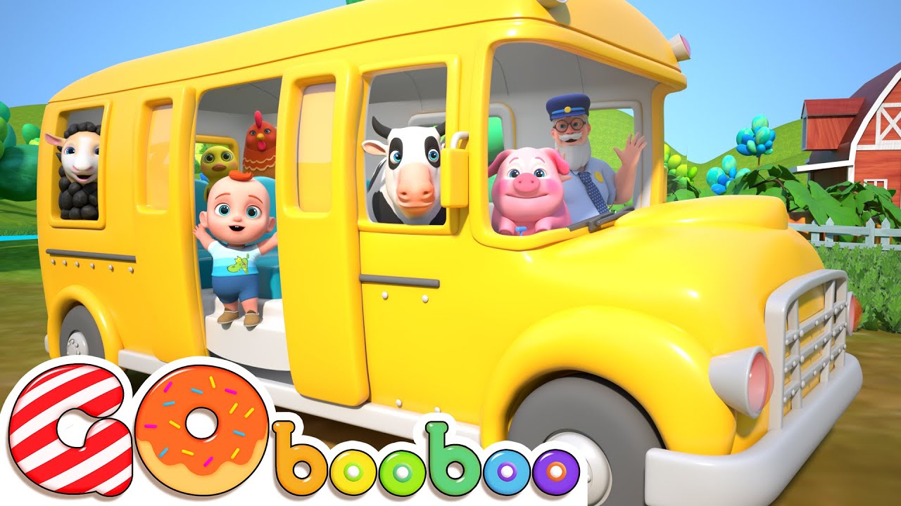 As Rodas do Ônibus 🚌| Música Infantil 🌟 | Versão com Animais da Fazenda | GoBooBoo em Português