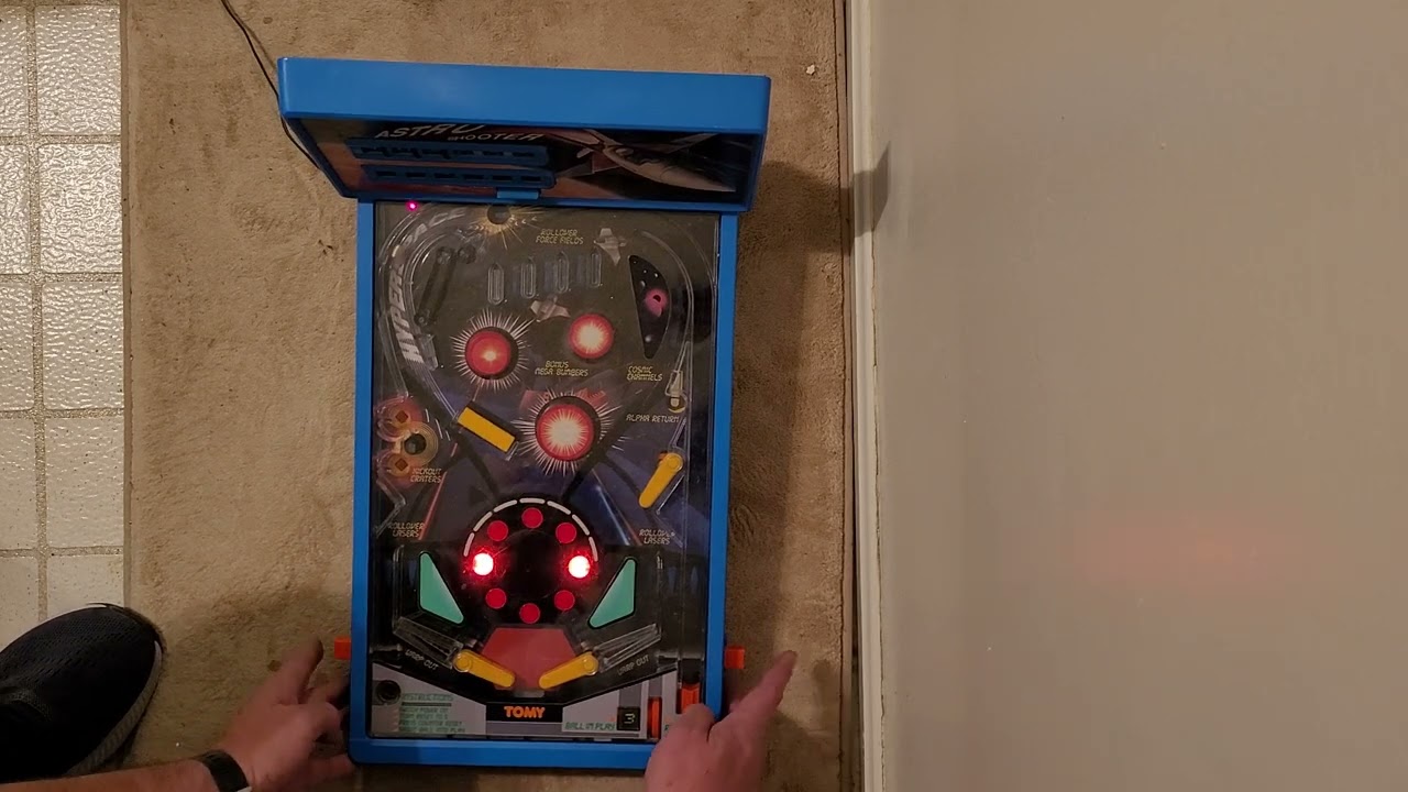 Vinage 1983 Tomy Astro Shooter Electronic Tabletop Pinball Machine Demonstration