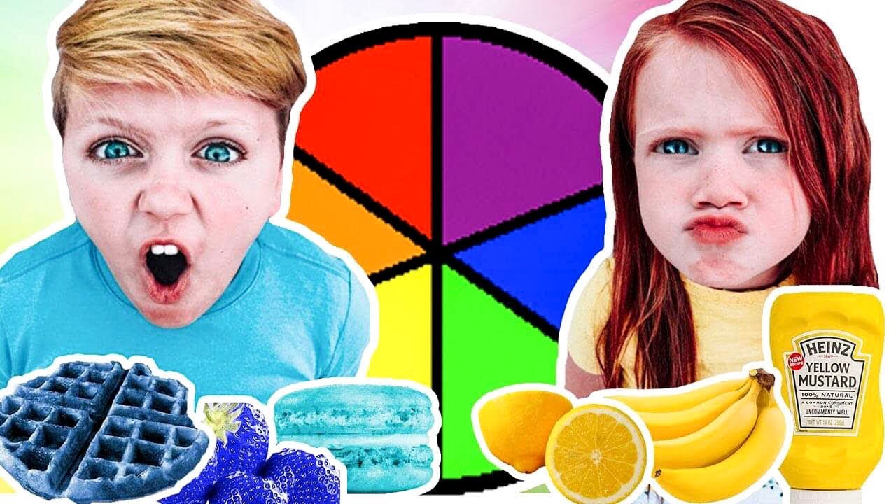 EATING ONE COLOR For 24 HRS! MYSTERY Wheel!!