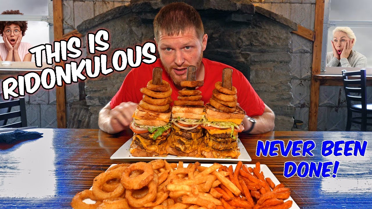 THAT'S CRAZY! | DOUBLE DONK BURGER CHALLENGE X3 | NEVER BEEN DONE!