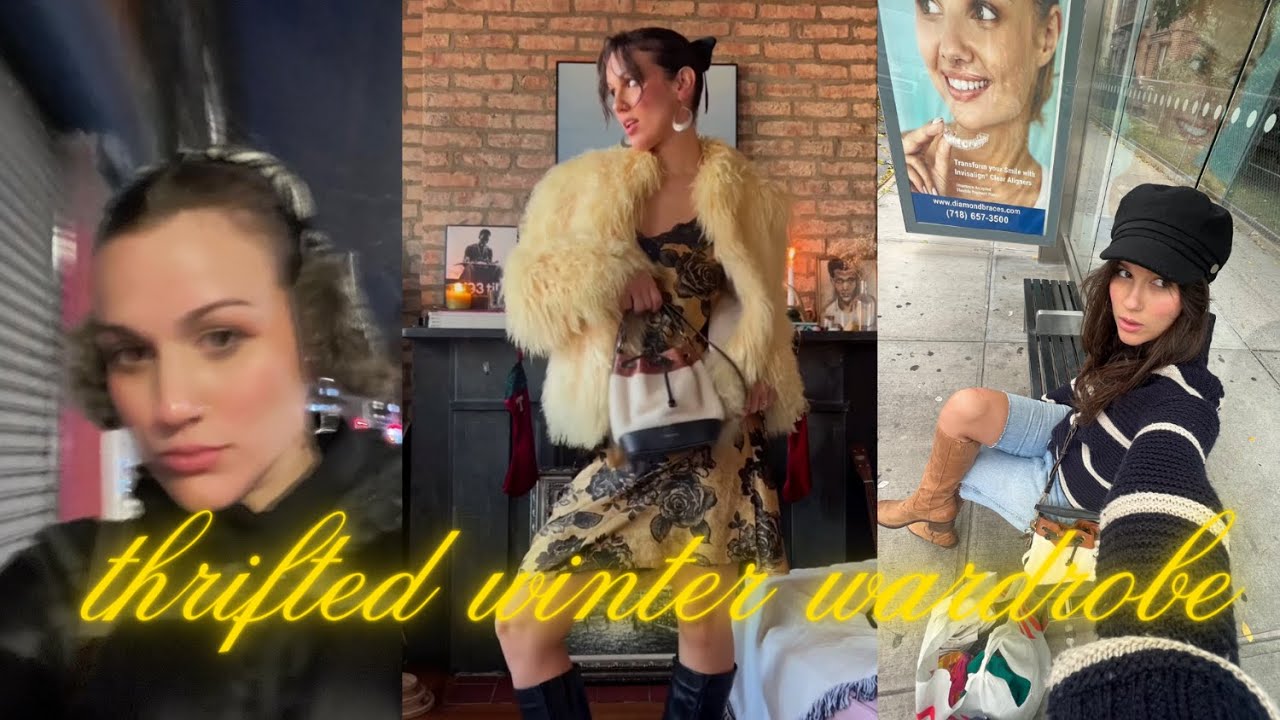 my thrifted winter wardrobe | HUGE thrift haul + winter 2024 trends