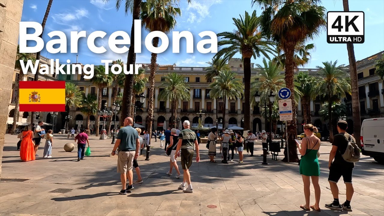 🇪🇸Barcelona, Spain City Walking Tour 4K - Plaça Reial, Plaça de Sant Jaume