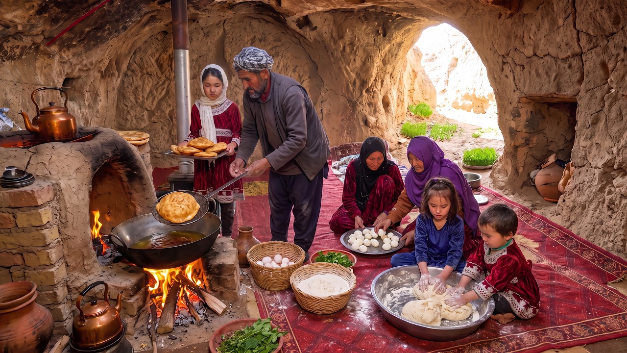 What Life Is Really Like Inside an Ancient Afghan Cave | Family Cooking & Daily Life