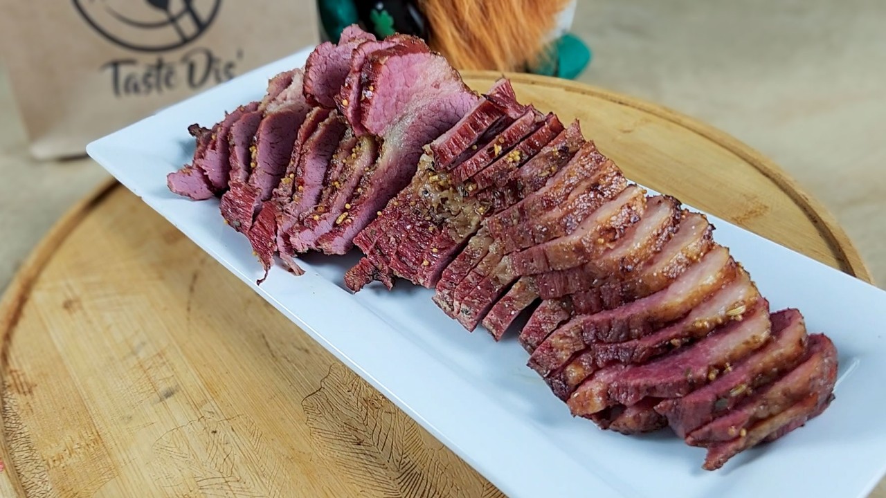 Juiciest Smoked Corned Beef brisket on Traeger grill
