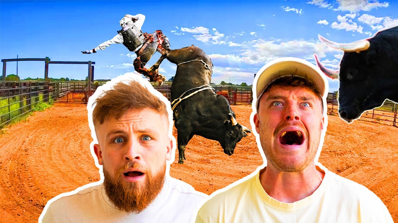 Brits try BULL RIDING for the First Time... (In America)