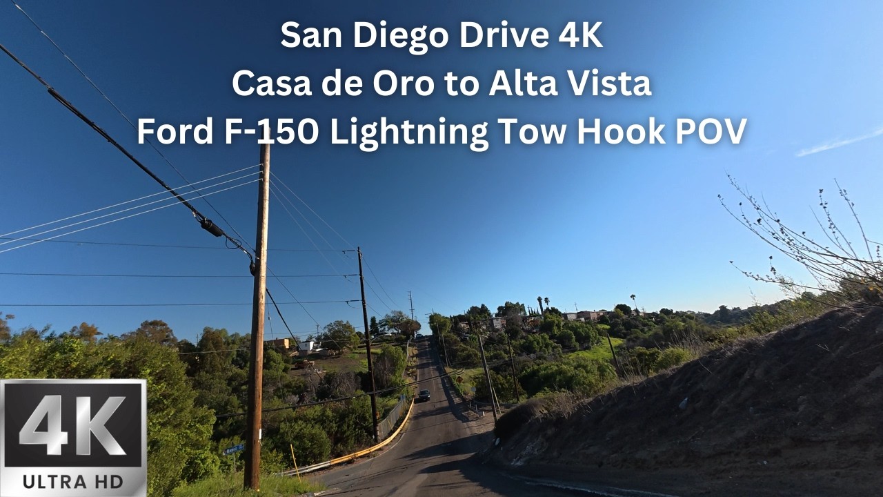 San Diego Drive 4K | Casa de Oro to Alta Vista | F-150 Lightning Tow Hook POV (Raw Audio)