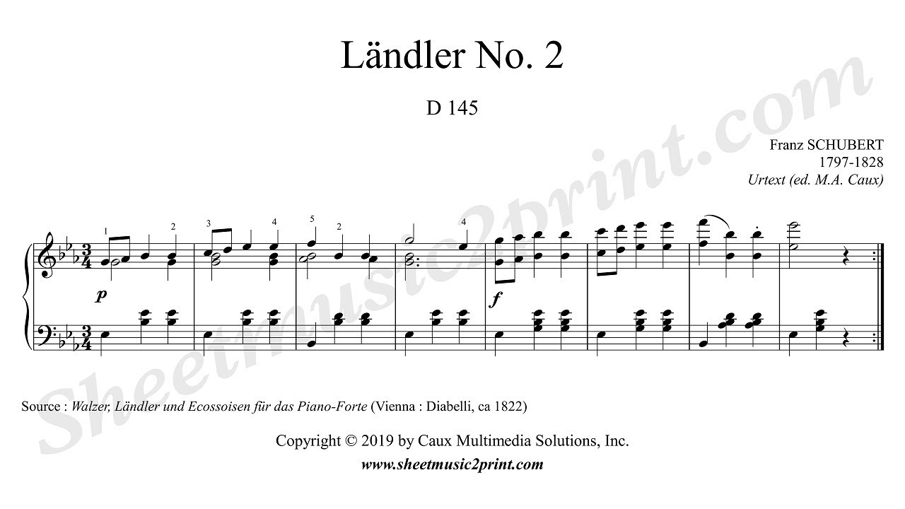 Schubert : L&auml;ndler No. 2, D 145