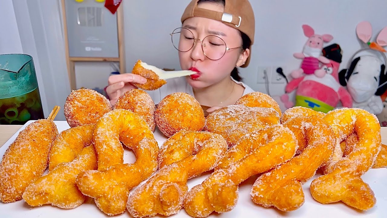 찹쌀 꽈배기 모짜렐라 치즈볼 찹쌀 핫도그 팥 도너츠 디저트 먹방 Dessert Mukbang