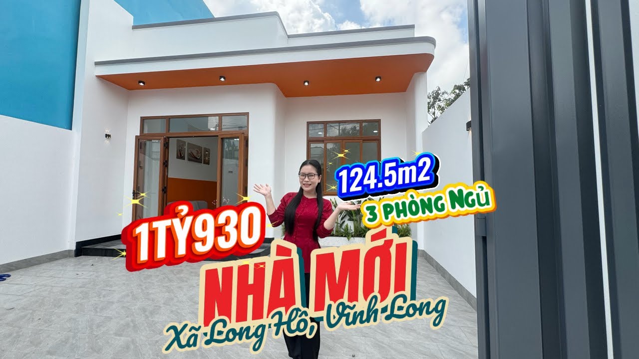 Nhà mới Xã Long Hồ, Tỉnh Vĩnh Long, 3PN, 124.5m2 (Ngang 6.9m), có cửa sổ thông thoáng, 1ty930 TL