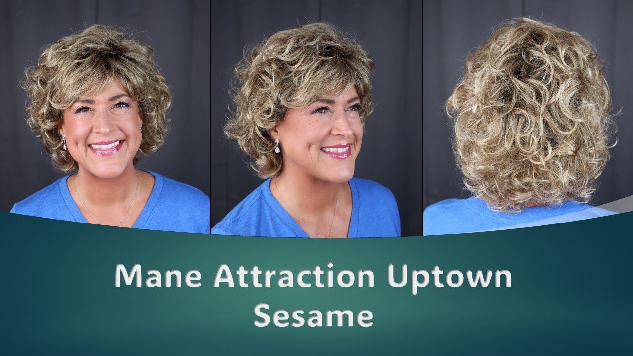 Mane Attraction Uptown in Sesame | Affordable basic cap curly synthetic wig