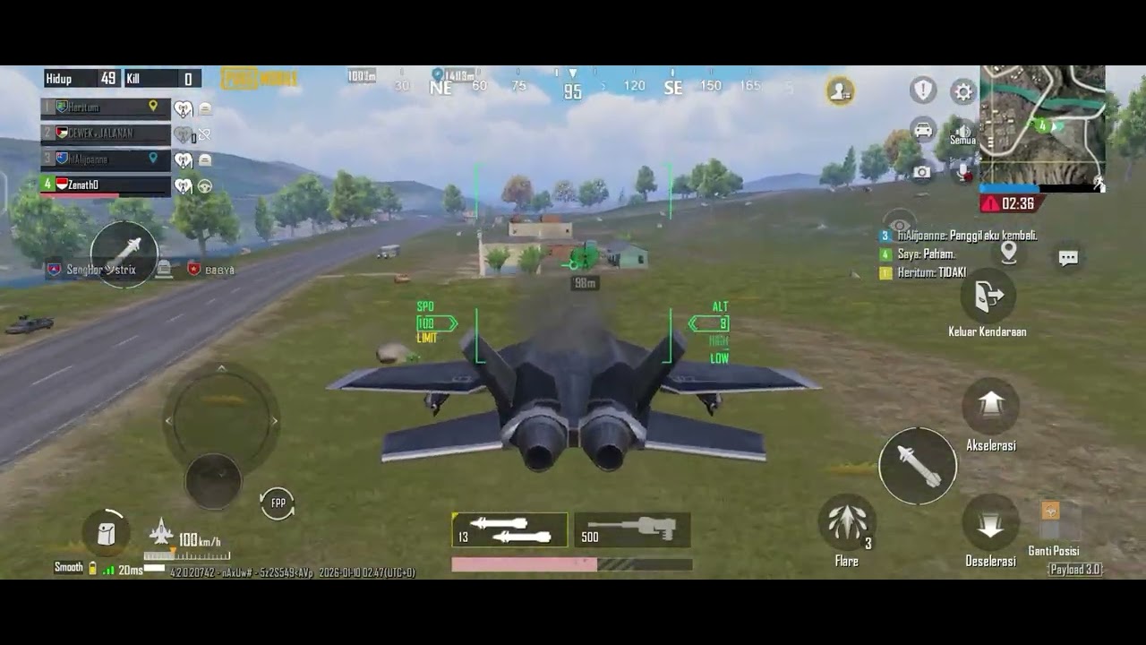 Menerbangkan Jet ke 66 di PUBG