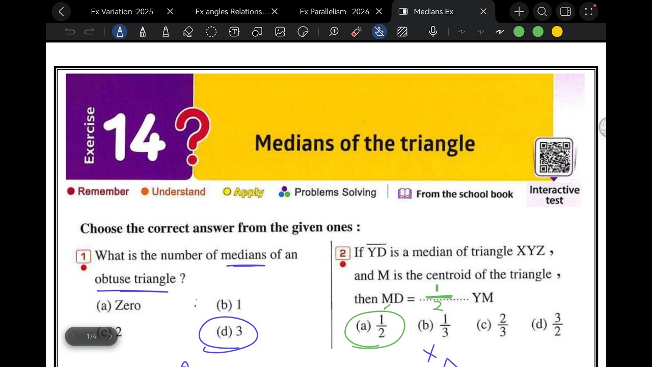 Middle 2 Geometry Medians of triangle