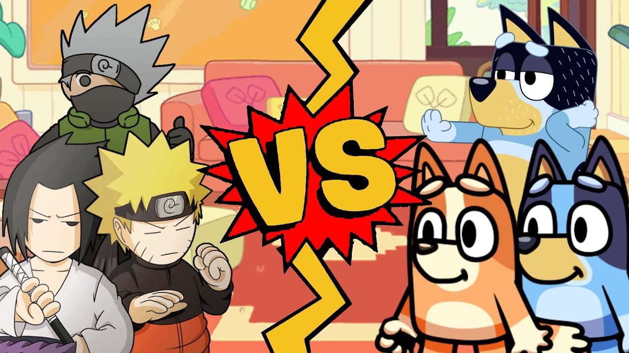 M.U.G.E.N. Battles | Raruto Zumomaki/Saske Kuchilla/Kakasi Kagate vs Bluey/Bandit/Bingo