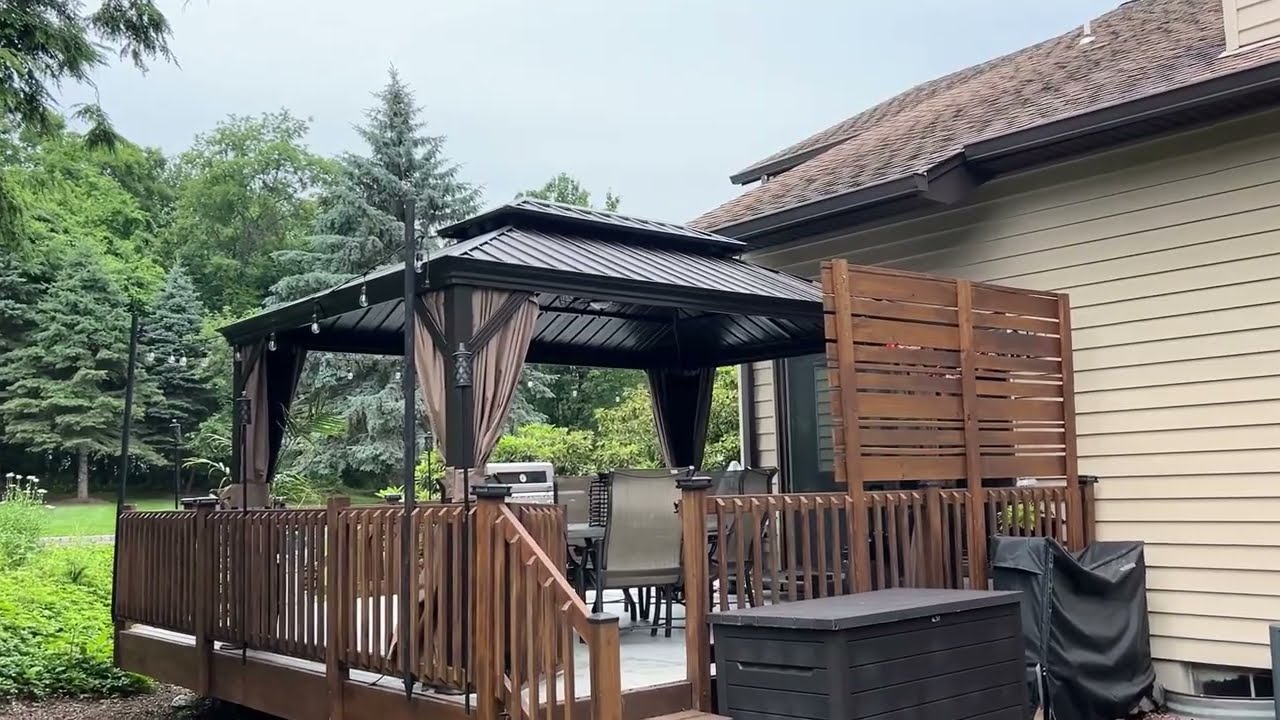 Domi Hardtop Gazebo Review & Assembly | Outdoor Metal Pavilion with Steel Roof, Curtains & Netting