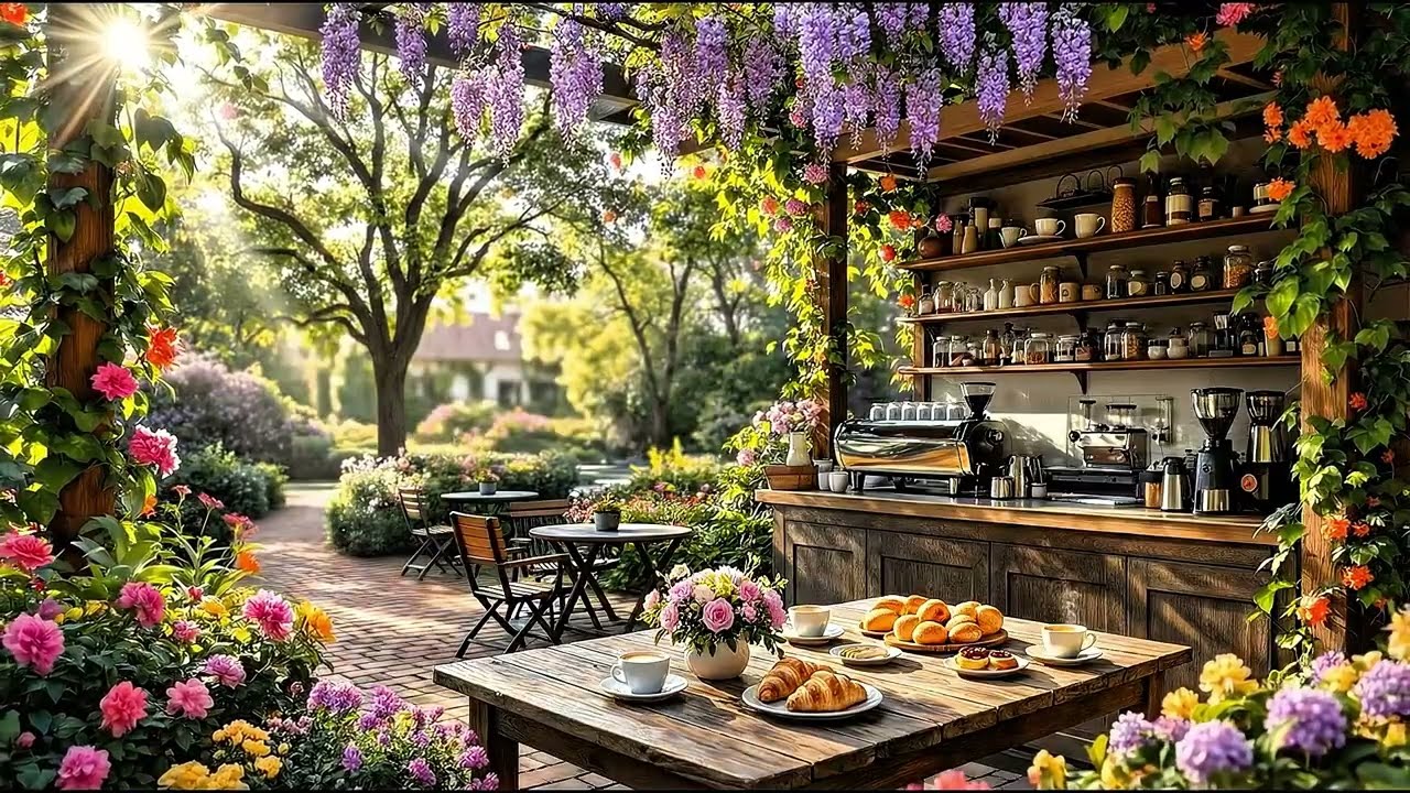 Gentle Jazz In Peaceful Spring For Focus | Calm Jazz & Soft Coffee Shop Ambience For Study, Work