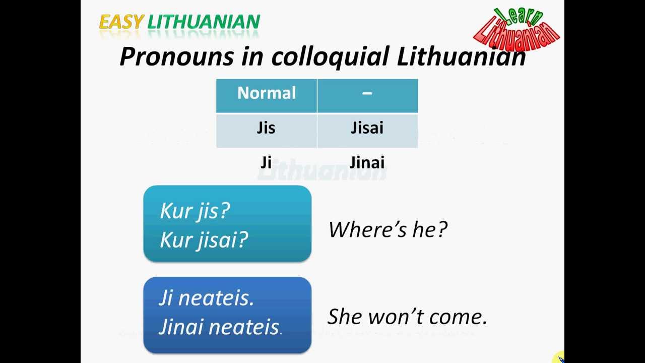 Easy Lithuanian: Pronouns 'he/she' in Colloquial Lithuanian