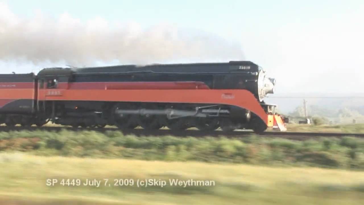 (HD) Steam Train SP 4449 Highball Thru Fog to Trainfestival 2009(pt1)