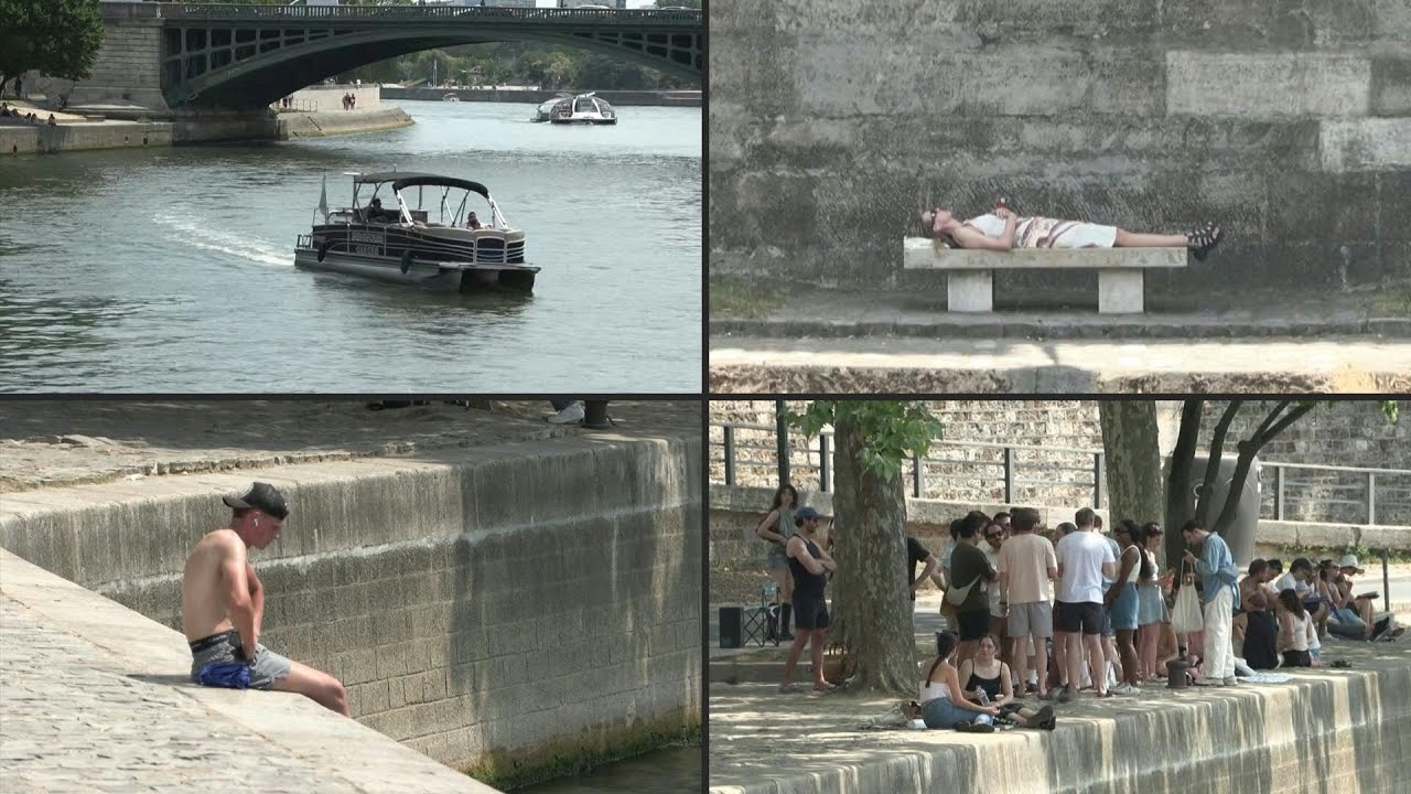 Parisians cool off near the Seine as France issues heatwave alert | AFP