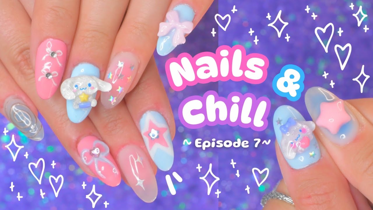 ⊹₊˚ 🎀 Nails & Chill (Episode 7) 🧸 Soft Aesthetic Cinnamon Roll Nails 🩵˚₊⊹
