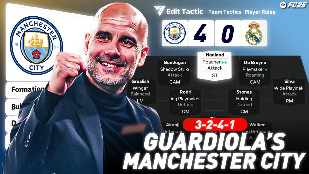 MASTERING PEP GUARDIOLA'S MAN CITY'S 3-2-4-1 TACTICS IN THE 4-0 WIN OVER REAL MADRID IN FC 25