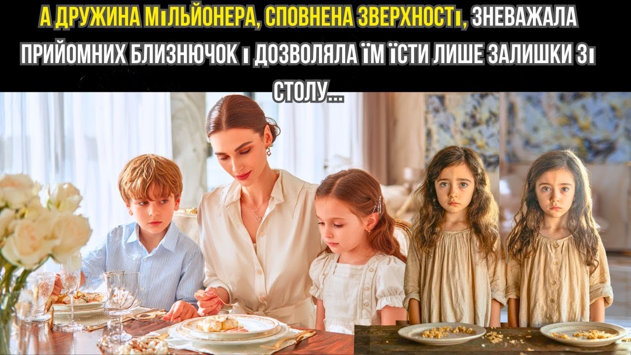 ДРУЖИНА МІЛЬЙОНЕРА принижує БЛИЗНЮЧОК і змушує їх їсти лише ЗАЛИШКИ зі СТОЛУ...
