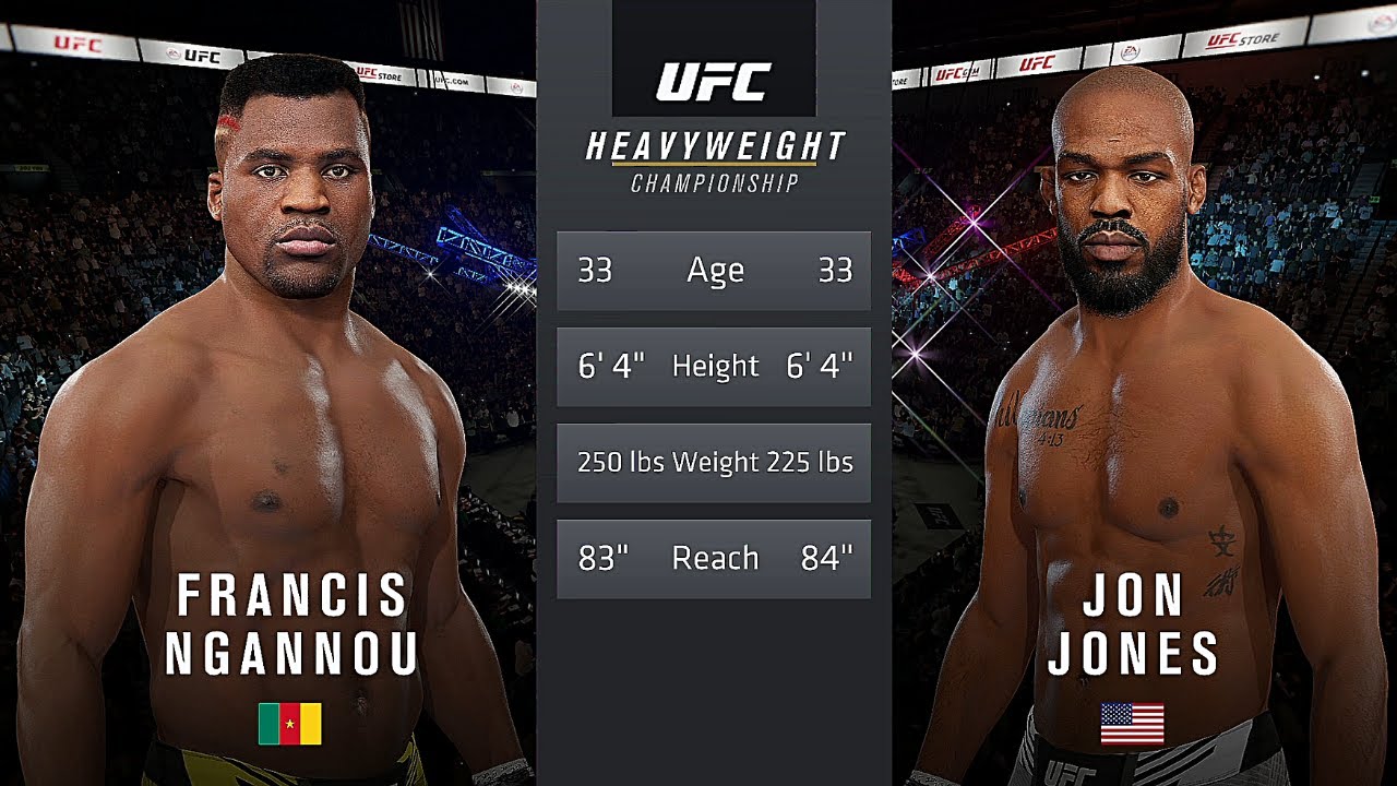 Фрэнсис Нганну против Джона Джонса: игровой процесс UFC 4 (легендарный уровень сложности) (ИИ про...