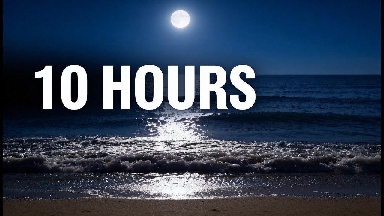 Ocean Waves at Night 🌊 | 10 Hours | Calm Sea Ambience